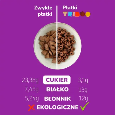 Smileat Triboo, Płatki śniadaniowe kółka zbożowe kakao bez dodatku cukru 300 g Bio Smileat Triboo, Płatki śniadaniowe kółka zbożowe kakao bez dodatku cukru 300 g Bio
