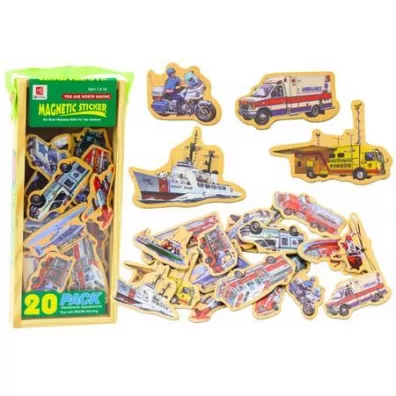 LeanToys Magnesy drewniane Pojazdy 20 szt.