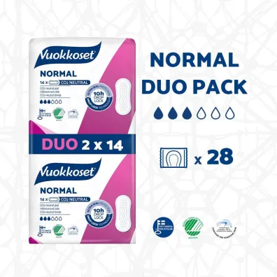 Vuokkoset Normal, Podpaski bez skrzyde�ek, duopack 2 x 14 szt.