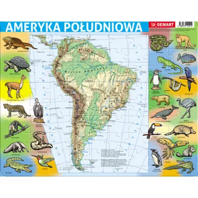 Puzzle ramkowe 72 el. Ameryka Po�udniowa mapa fizyczna Demart