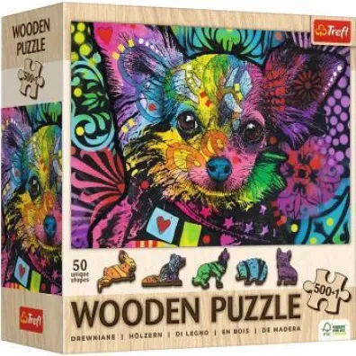 Puzzle drewniane 501 el. Kolorowy szczeniak Trefl