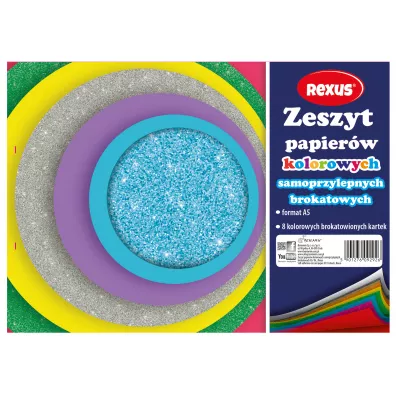 Beniamin Zeszyt papier�w kolorowych samoprzylepnych brokatowych A5