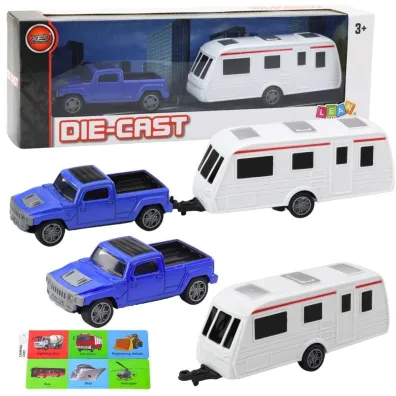 Zestaw samoch�d metalowy z kamperem LeanToys