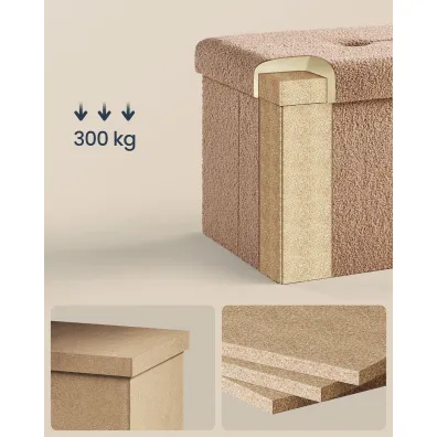Songmics Kwadratowa pufa jasnobrzowa bukla 43 l