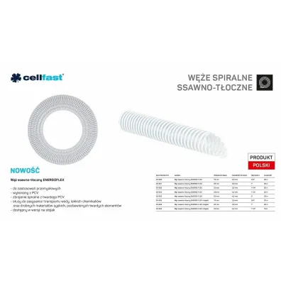 Cellfast W�� ssawno-t�oczny do pomp 25mm x 20mb bezbarwny energo-flex na stojak /na stojak
