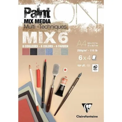 Clairefontaine Blok A4 papier�w mix6 250g 24ark