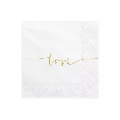 PartyDeco Serwetki Love z�ote 33x33cm