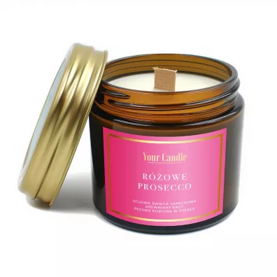 Your Candle wieca sojowa zapachowa z drewnianym knotem rowe prosecco 120 ml