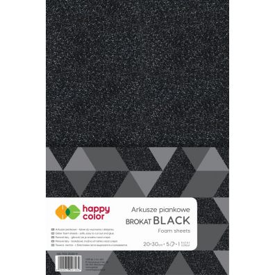 Happy Color Arkusze piankowe brokatowe A4, czarne, 5 arkuszy czarne 5 szt.