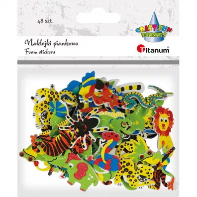 Titanum Naklejki piankowe zwierzta, ptaki, gady mix 48 szt.