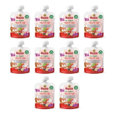 Holle Mus owocowy Lisek (jab�ko - banan - owoce le�ne - jogurt) od 8 miesi�ca Zestaw 10 x 85 ml Bio