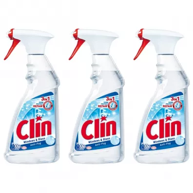 Clin P�yn do mycia szyb antypara Zestaw 3 x 500 ml