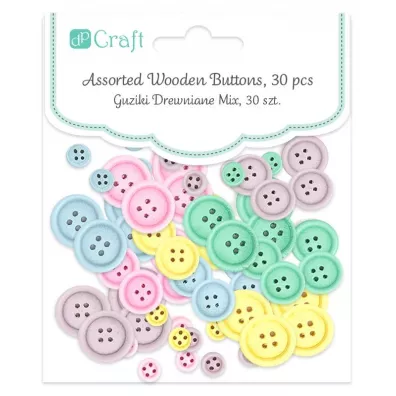 Dalprint Guziki drewniane pastelowe mix 30 szt.