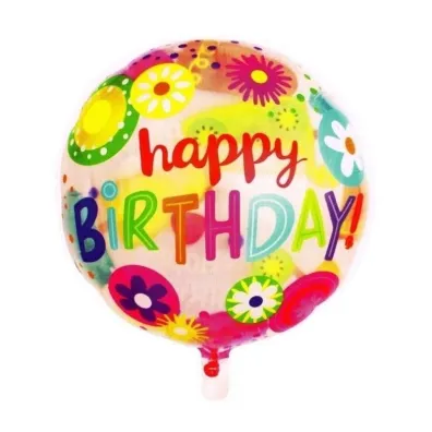 GoParty Balon foliowy okrag�y Kwiatki 46cm