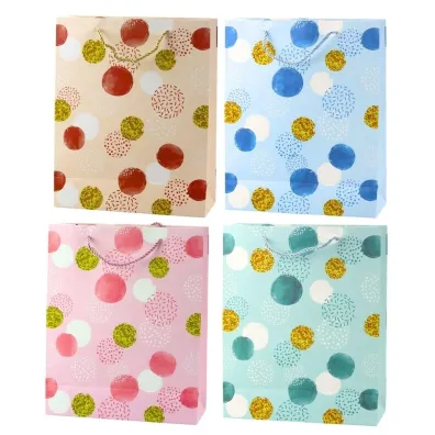 LeanToys Torba prezentowa 32x26x10cm Kropki pastel MIX