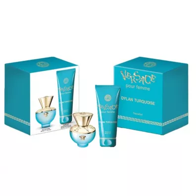 Versace Zestaw woda toaletowa Dylan Turquoise Pour Femme + el pod prysznic 50 ml