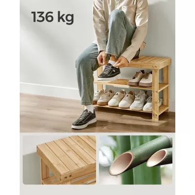 Songmics Zestaw bambusowy wieszak z awk na buty
