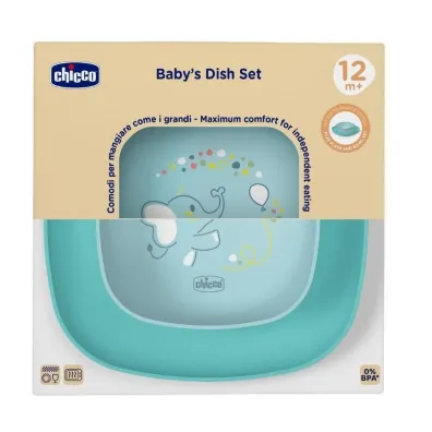 Chicco Zestaw 2 talerzy turkusowy 12m+