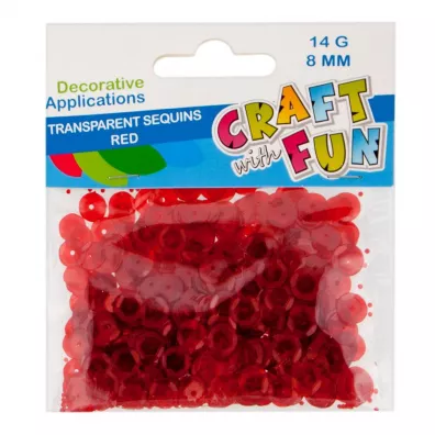 Craft with Fun Cekiny transparentne czerwone 8mm, 14g