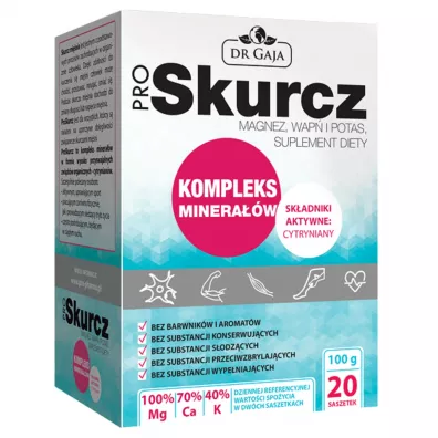 Dr Gaja ProSkurcz Cytrynian Magnezu, Potasu, Wapnia Suplement diety 20 x 5 g
