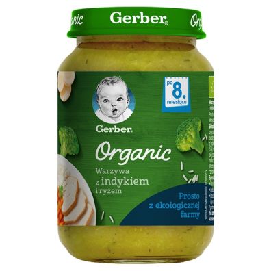 Gerber Organic Warzywa z indykiem i ryżem po 8. miesiącu 190 g Bio