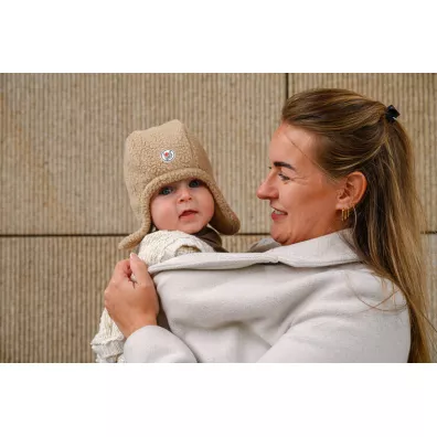 Lodger Czapeczka z polaru zimowa beowa Teddy Fleece Beige 3-6 mies.