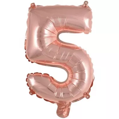 Amscan Balon foliowy mini cyfra 5 r�owe z�oto 25,5x40cm