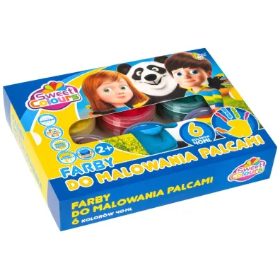 Sweet colours Farby do malowania palcami 6 kolor�w, 40ml