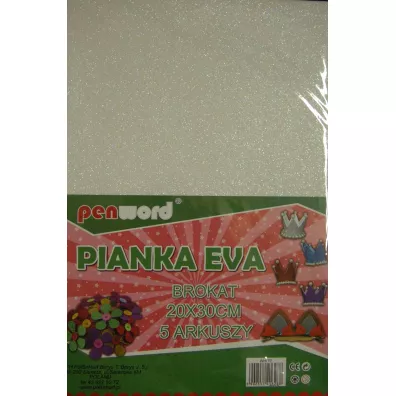 Polsirhurt Pianka brokatowa bia�a 20x30 cm, 5 arkuszy