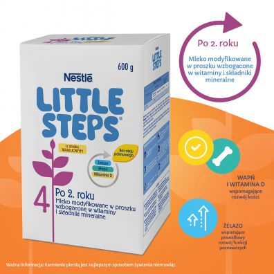 Nestle Little Steps 4 Produkt na bazie mleka o smaku waniliowym junior dla dzieci po 2. roku 600 g