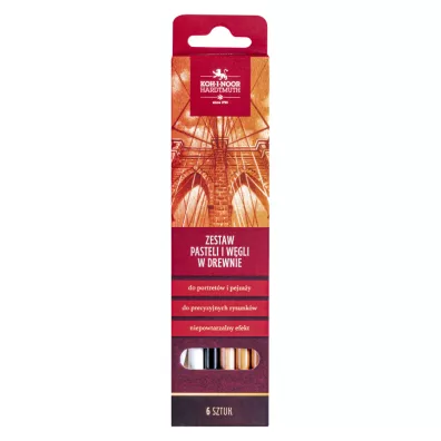 Koh-I-Noor Zestaw Gioconda Pastele suche i w�gle w drewnie + rozcieracz 8800SE 6 szt.