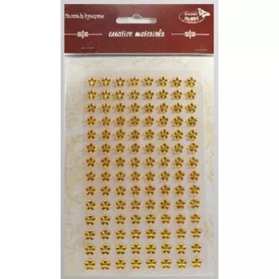 Galeria Hobby Stiker z kryszta�kami Kwiaty z�ociste 8mm