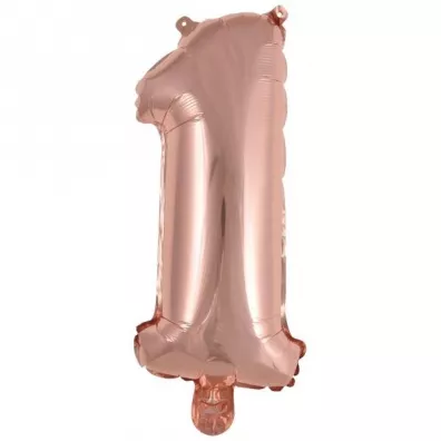Amscan Balon foliowy mini cyfra 1 r�owe z�oto 19,5x40cm