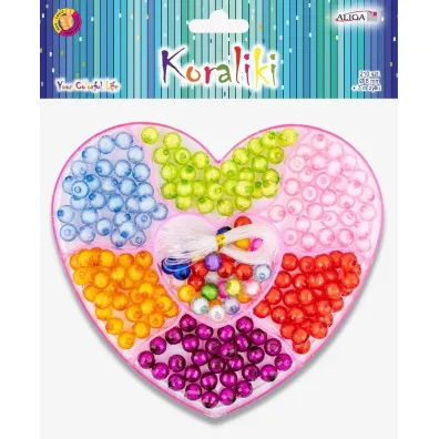 Aliga Koraliki plastikowe serce 8mm 210 szt MIX