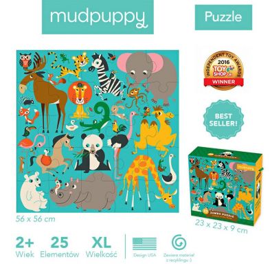 Puzzle podogowe Jumbo Zwierzta wiata 2+ Mudpuppy