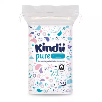 Kindii Pure P�atki bawe�niane kosmetyczne dla niemowl�t Zestaw 40 x 60 szt.