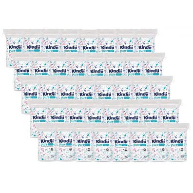 Kindii Pure P�atki bawe�niane kosmetyczne dla niemowl�t Zestaw 40 x 60 szt.