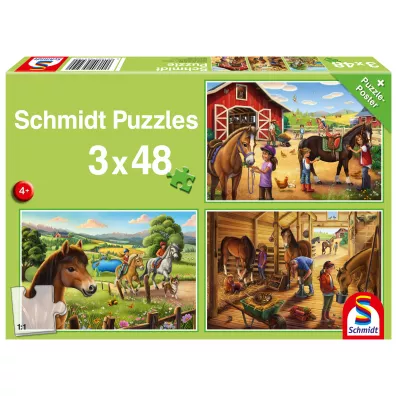 Puzzle 3x48 Konie G3 Schmidt Spiele-Puzzle