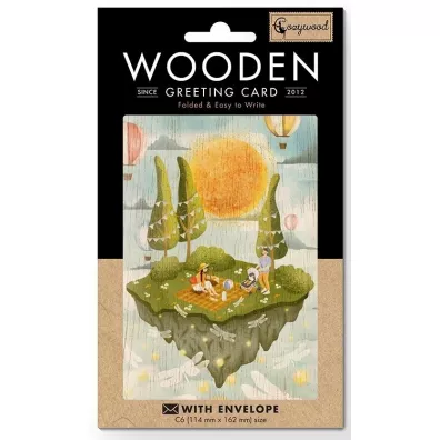 Cozywood Karnet drewniany C6 + koperta Narodziny piknik