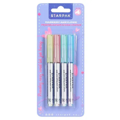 Marker akrylowy w p�dzelku 4 kolory brokatowy STARPAK 580593