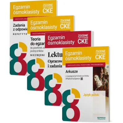Pakiet. Egzamin �smoklasisty. J�zyk polski: Zadania z odpowiedziami. Repetytorium, Niezb�dnik, Arkusze z rozwi�zaniami krok po kroku, Lektury. Opracowania i zadania