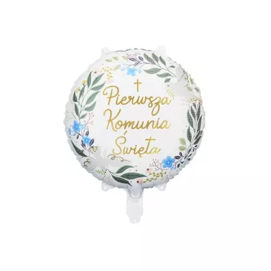 PartyDeco Balon foliowy Pierwsza Komunia wita 45 cm