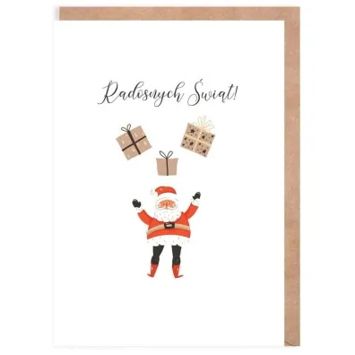 Cardie Kartka Bo�e Narodzenie Miko�aj z prezentami