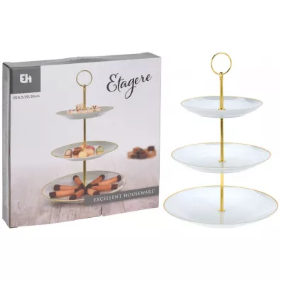 Excellent Houseware Patera trzypoziomowa porcelanowa