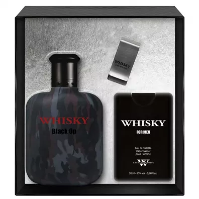 Evaflor Zestaw dla m�czyzn Woda toaletowa Whisky Black Op + Mini + Klips na banknoty 100 ml + 20 ml
