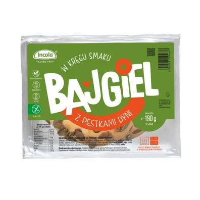 Incola Bezglutenowe Bajgle z pestkami dyni 2 x 95g