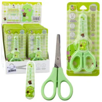 LeanToys No�yczki szkolne z os�onk� obur�czne zielone 14cm