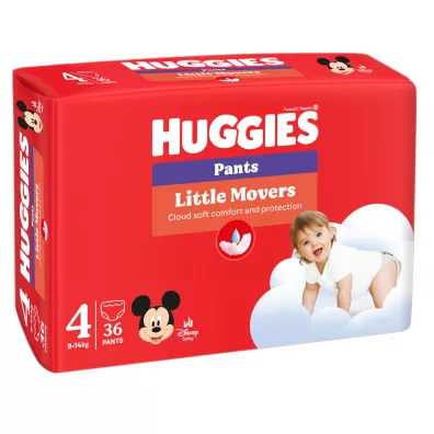 Huggies Pieluchomajtki Little Movers Pants 4 Jumbo Pack (9-14 kg) 36 szt. Huggies Pieluchomajtki Little Movers Pants 4 Jumbo Pack (9-14 kg) 36 szt.