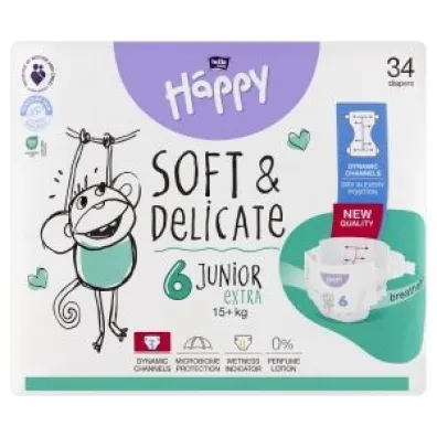 Bella Baby Happy Pieluszki jednorazowe 6 junior extra (15+ kg) 34 szt.