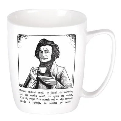 Nadwyraz.com Kubek ceramiczny bia�y Adam Mickiewicz